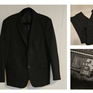 Simons Mens medium 2 Piece Slim Cut Tuxedo Suit  Pants & Jacket blazer Black